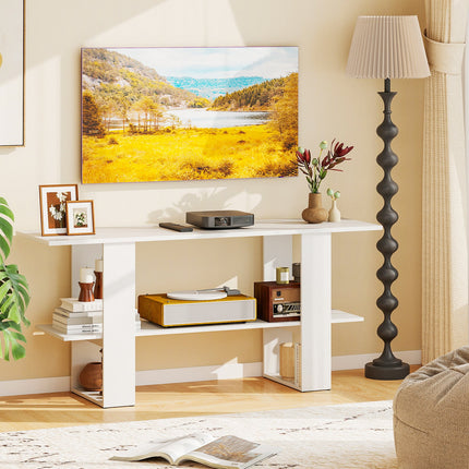 2-Tier TV Stand with Storage for TVs up to 55 Inch Console Table with Open Shelf