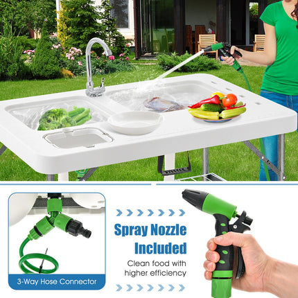 2-in-1 Folding Fish Cleaning Table-White
