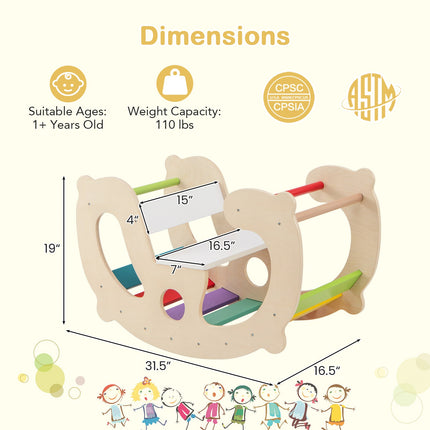 2-in-1 Rocking Horse Arch for Kids Montessori Climbing Toys with Arch Climber