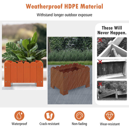 2 Pack Rectangular Planter Box with Drainage Gaps for Front Porch Garden Balcony