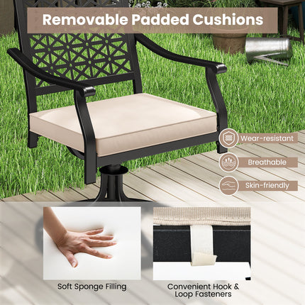 2 Pieces Outdoor Swivel Chairs Patio Dining Chairs with Padded Cushions-Beige