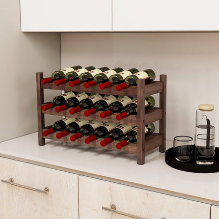 3-Tier Bamboo Freestanding Countertop Wine Bottle Organizer