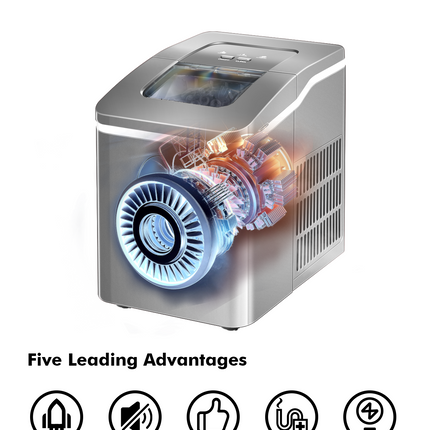Portable Countertop Ice Maker Machine with Scoop-Silver