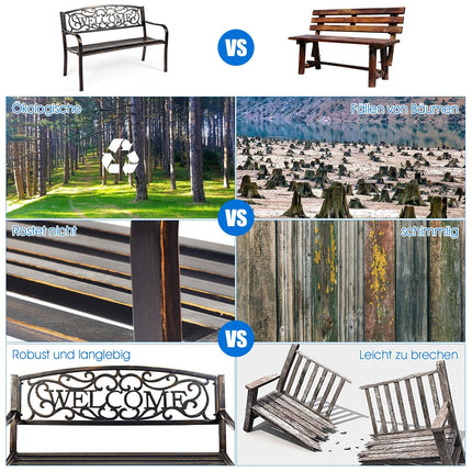Outdoor Furniture Steel Frame Porch Garden Bench
