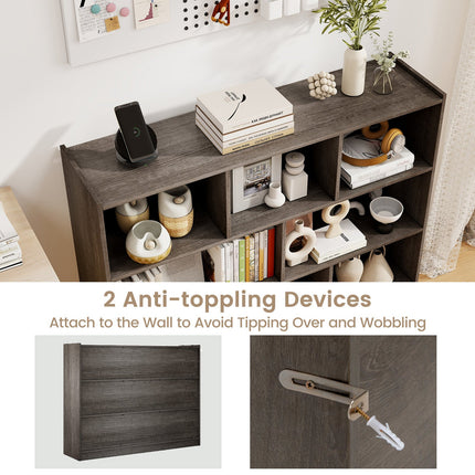 3-Tier Open Bookcase 8-Cube Floor Standing Storage Shelves