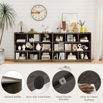 3-Tier Open Bookcase 8-Cube Floor Standing Storage Shelves