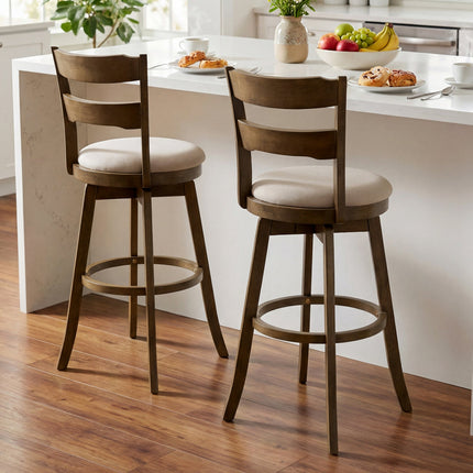 30.5 Inch Swivel Barstools with Backrest & Upholstered Seat