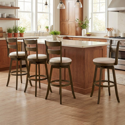 30.5 Inch Swivel Barstools with Backrest & Upholstered Seat