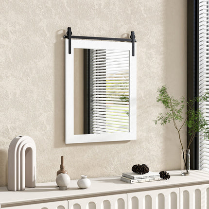 30 x 22 Inch Wall Mount Mirror with Wood Frame