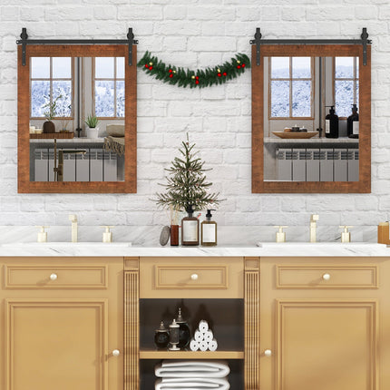 30 x 22 Inch Wall Mount Mirror with Wood Frame