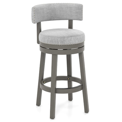 27/31 Inch Swivel Bar Stool with Upholstered Back Seat and Footrest