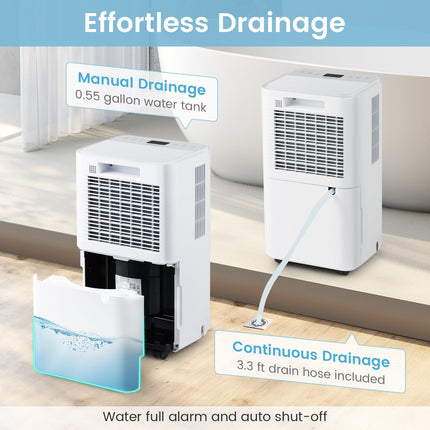32 Pints 2000 Sq.ft Portable Dehumidifier for Home and Basement-White