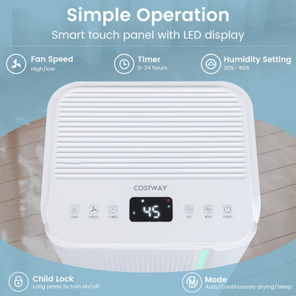 32 Pints 2000 Sq.ft Portable Dehumidifier for Home and Basement-White