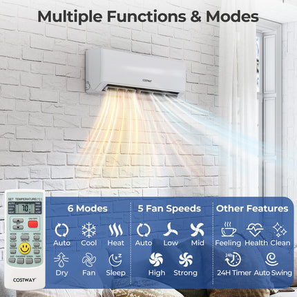 36000 BTU 4 Zone 23 SEER2 Mini Split Air Conditioner Wifi Enabled with Heat Pump