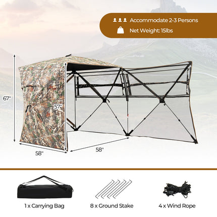 360° One Way See Through Hunting Blind Ground Blind with Portable Carrying Bag