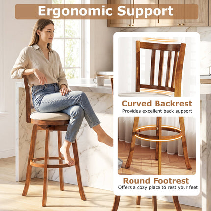 360¬∞ Rotating Counter Height Chairs Set of 4 with Backrest and Upholstered Seat
