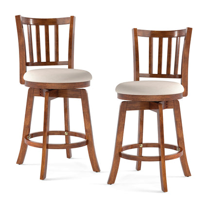 360¬∞ Rotating Counter Height Chairs Set of 2 with Upholstered Seat and Backrest