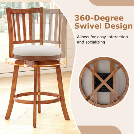 360¬∞ Rotating Counter Height Chairs Set of 2 with Upholstered Seat and Backrest