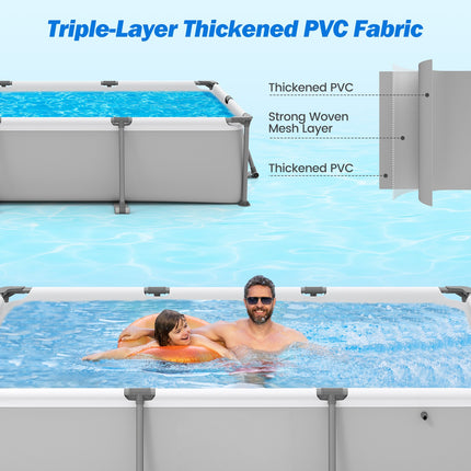 690/978/1158/1617 Gal Outdoor Family Swimming Pool with Metal Frame