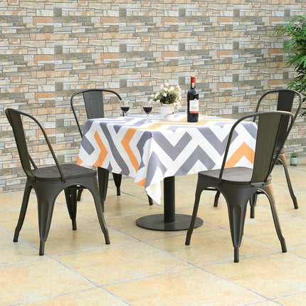 4 Pieces Tolix Style Metal Dining Side Chair Stackable Wood Seat