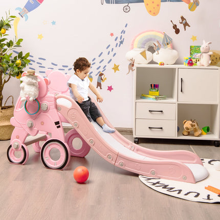 4-in-1 Foldable Baby Slide Toddler Climber Slide PlaySet with Ball
