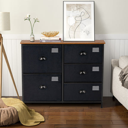 5-Drawer Storage Dresser for Bedroom Closet Entryway-Black