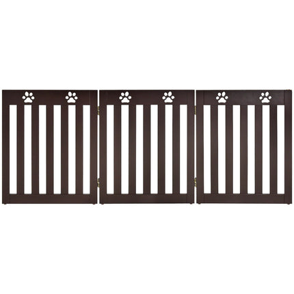 24 Inch Folding Wooden Freestanding Dog Gate with 360¬∞ Flexible Hinge for Pet