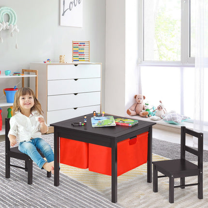 2-in-1 Kids Activity Table and 2 Chairs Set with Storage Building Block Table