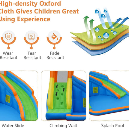 Kids Inflatable Water Slide Bouncing House with Carrying Bag and 480W Blower