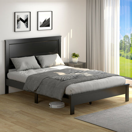 Full Size Platform Slat Bed Frame with High Headboard