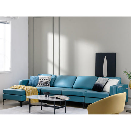 3-Seat Sectional Sofa Couch with Armrest Magazine Pocket and Metal Leg