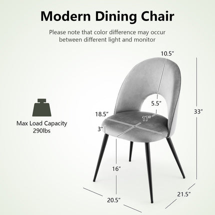 Dining Chair Set of 2 with Metal Base and Adjustable Pads
