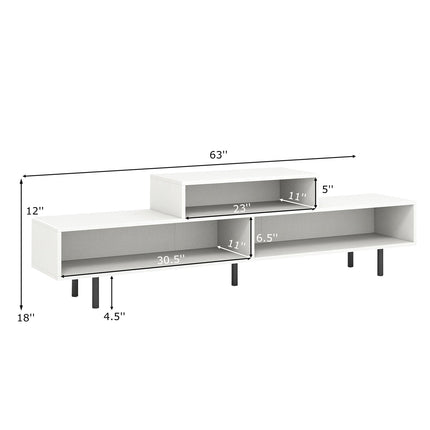 3 Cubby TV Stand for TVs up to 70 Inch with Open Storage Compartments