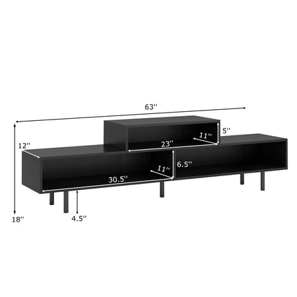 3 Cubby TV Stand for TVs up to 70 Inch with Open Storage Compartments