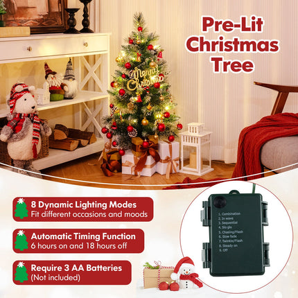 3 FT Battery-Operated Tabletop Holiday Decoration with 81 PVC and Pine Needles