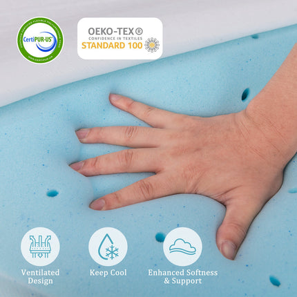 3 Inch Gel-Infused Memory Foam Mattress Topper with Removable Cover