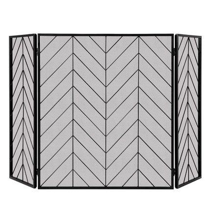 3-Panel Metal Foldable Fireplace Screen with Metal Mesh