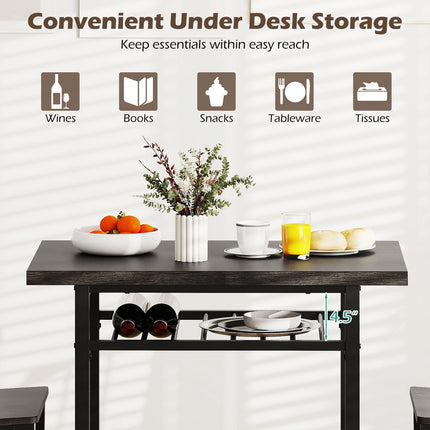 3-Piece Dining Table Set with Rectangular Kitchen Table and 2 Chairs
