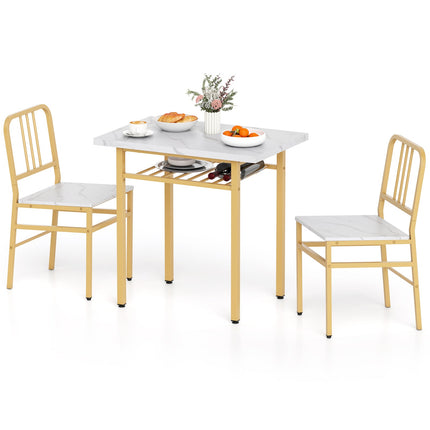 3-Piece Dining Table Set with Rectangular Kitchen Table and 2 Chairs