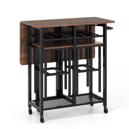 3 Piece Dining Table Set with 6-Bottle Wine Rack