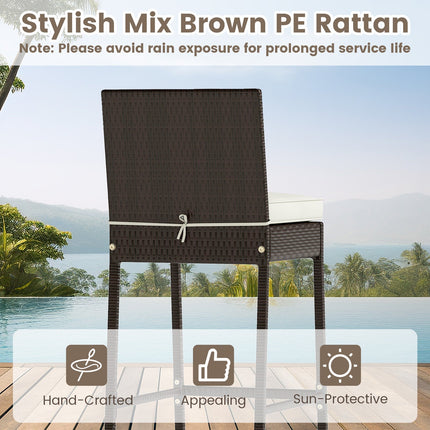 3 Piece Outdoor Bar Set Patio Heavy-Duty Metal Barstool and Table Set-White