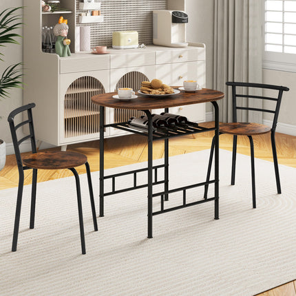3 pcs Home Kitchen Bistro Pub Dining Table 2 Chairs Set