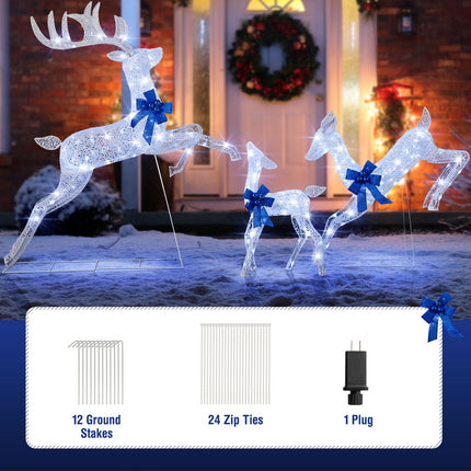 3 Pieces Lighted Christmas Reindeer Family Set with 255 Lights