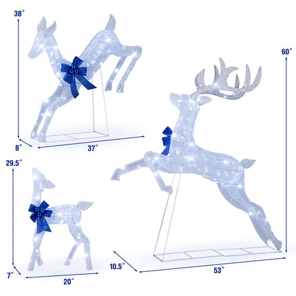 3 Pieces Lighted Christmas Reindeer Family Set with 255 Lights