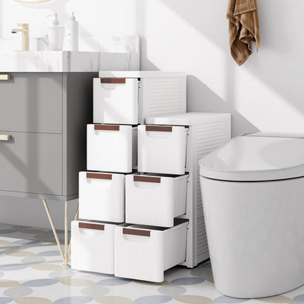 3/4/5/6-Drawer Rolling Organizer Unit Narrow Storage Cabinet with Built-In Wheels for Small Space-3-Drawer