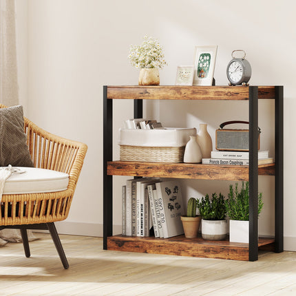 3 Tier Bookshelf Wooden Bookcase with Dual Anti-Tipping Kits