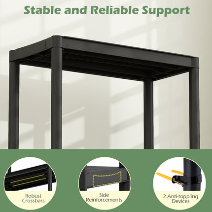 4-Tier Heavy-Duty Plastic Storage Shelves Freestanding Garage Shelving Unit