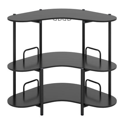 3-Tier Liquor Bar Table with Stemware Racks and Storage Shelves