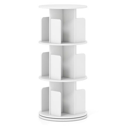 3-Tier Rotating Bookshelf with Dividers and Anti-falling Baffles