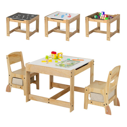 3 in 1 Kids Table and Chair Set with Removable Tabletop and 2 Storage Drawers